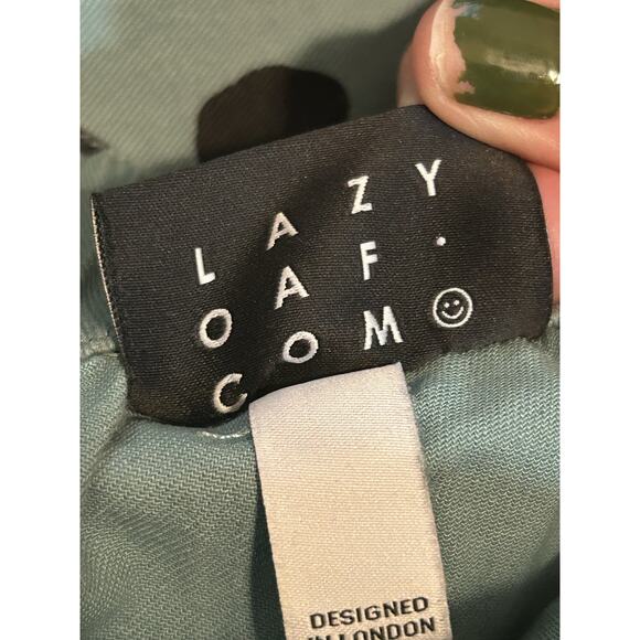 Lazy Oaf Happy Sad Green Colorblock Zip Cotton Track Top Sweater - Size Small - Picture 6 of 7